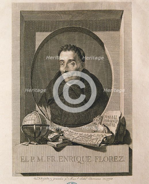 Enrique Florez (1702-1773), Spanish historian and theologian, etching of  1773.