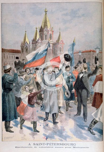 Enrolment of Russian volunteers for Madagascar, St Petersburg, 1895. Creator: F Meaulle.