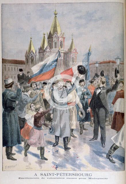 Enrolment of Russian volunteers for Madagascar, St Petersburg, 1895. Creator: F Meaulle.