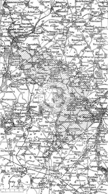 'Ensemble du terrain des offensives franco-britanniques au Nord et au Sud de la Somme', 1916. Creator: Unknown.