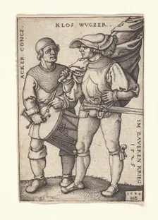 Ensign and drummer in the Peasants War of 1525, 1544. Creator: Beham, Hans Sebald (1500-1550)
