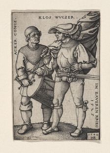 Ensign and drummer in the Peasants War of 1525, 1544. Creator: Beham, Hans Sebald (1500-1550)