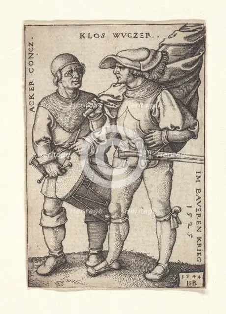 Ensign and drummer in the Peasants' War of 1525, 1544. Creator: Beham, Hans Sebald (1500-1550).