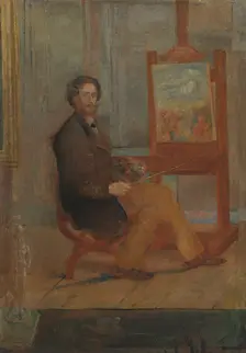 Ensor at his Easel, 1886?. Creator: James Ensor