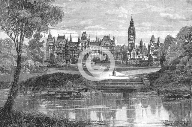 'Eaton Hall, Cheshire - View of the Hall and the Lake', 1886.  Creator: Unknown.