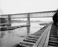 Eau Claire from the railroad bridge, between 1880 and 1899. Creator: Unknown