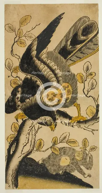 Eagle and Monkey, c. 1725. Creator: Nishimura Shigenaga.