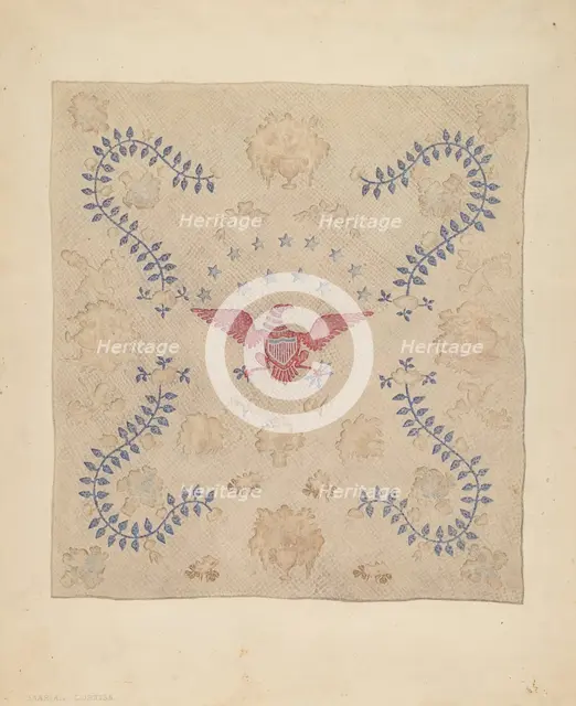 Eagle and Stars Bedspread, 1935/1942. Creator: Marian Curtis Foster.