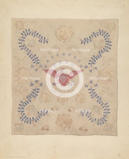 Eagle and Stars Bedspread, 1935/1942. Creator: Marian Curtis Foster.