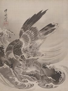 Eagle Attacking Fish, ca. 1887. Creator: Kawanabe Kyosai