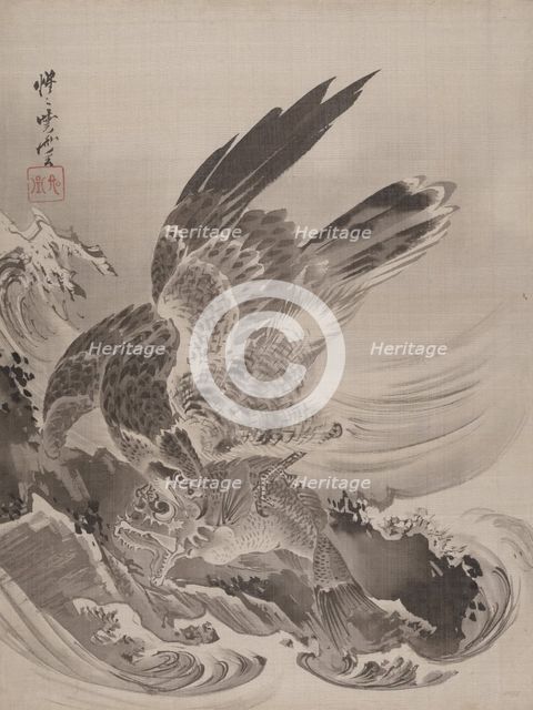 Eagle Attacking Fish, ca. 1887. Creator: Kawanabe Kyosai.