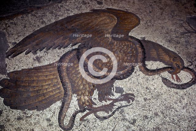 Eagle fights a snake, detail of Byzantine Floor Mosaic at Great Palace, Istanbul, 6th century Artist: Unknown.