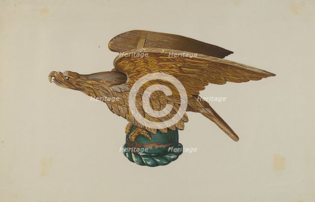 Eagle from Tugboat Wheelhouse, c. 1939. Creator: John W Kelleher.