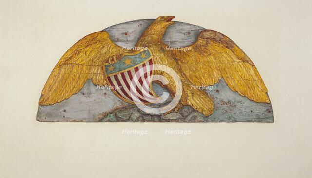 Eagle from Paddle Wheel Cover of "Island Home", c. 1937. Creator: Alfred H. Smith.