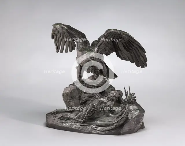 Eagle Holding a Heron, model n.d., cast c. 1857/1873. Creator: Antoine-Louis Barye.
