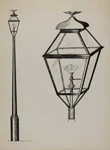 Eagle Lamp and Post, c. 1936. Creator: Florence Huston