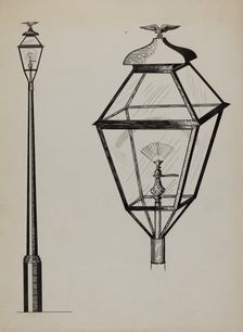 Eagle Lamp and Post, c. 1936. Creator: Florence Huston