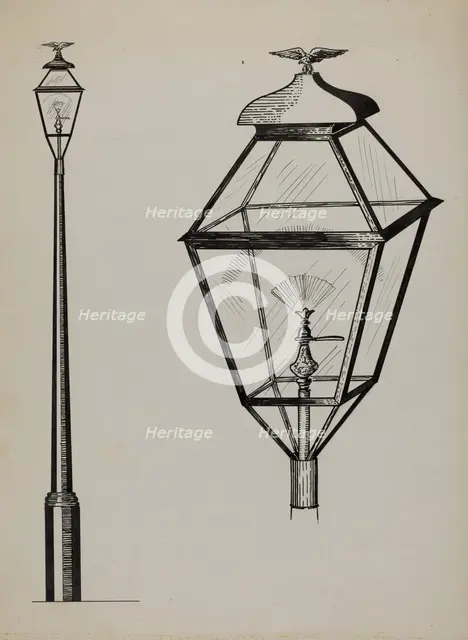 Eagle Lamp and Post, c. 1936. Creator: Florence Huston.