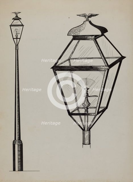 Eagle Lamp and Post, c. 1936. Creator: Florence Huston.