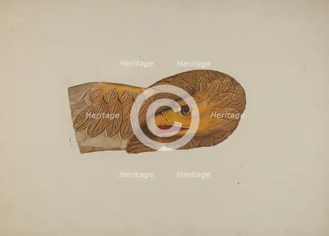 Eagle Woodcarving, c. 1939. Creator: Willard Hazen.