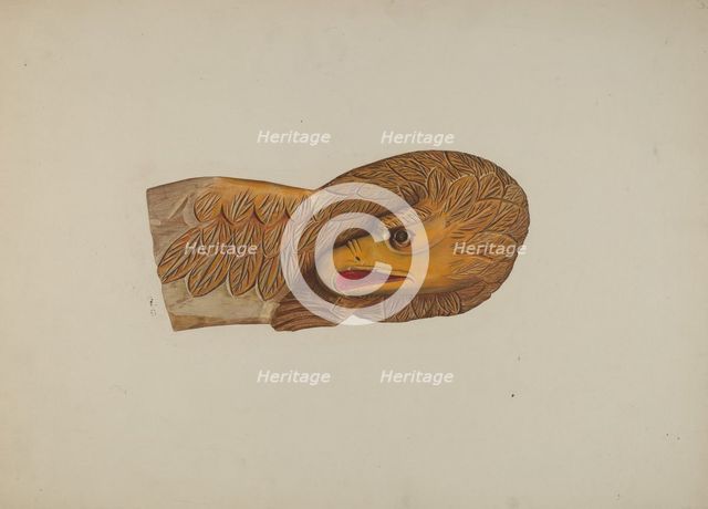 Eagle Woodcarving, c. 1939. Creator: Willard Hazen.