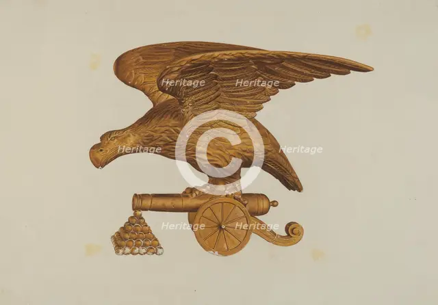 Eagle with Cannon, c. 1939. Creator: Hazel Hyde.