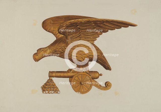 Eagle with Cannon, c. 1939. Creator: Hazel Hyde.