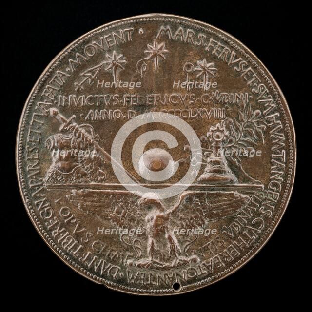 Eagle with Spread Wings Supporting Devices [reverse], 1468. Creator: Clemente da Urbino.