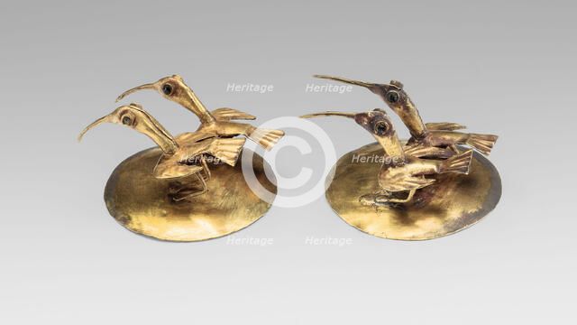 Ear Ornaments with Ibis, A.D. 1200/1450. Creator: Unknown.