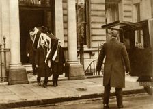 Earl Haig's coffin being carried from the house where he died, London, 29 January 1928, (1935). Creator: Unknown