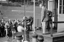 Earl Howe at the BARC Meeting, Brooklands, 25 May 1931. Artist: Bill Brunell