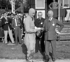 Earl Howe at the BARC Meeting, Brooklands, 25 May 1931. Artist: Bill Brunell