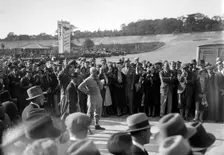 Earl Howe at the BARC Meeting, Brooklands, 25 May 1931. Artist: Bill Brunell