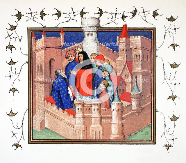 Earl of Northumberland delivering his false message to Richard II, Conway Castle, 19th Century.