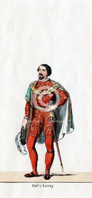 Earl of Surrey, costume design for Shakespeare's play, Henry VIII, 19th century. Artist: Unknown