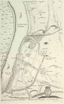 Earliest known map of Roman London, 1722. Creator: William Stukely