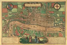 Earliest printed map of London, 1574. Creator: Unknown