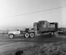 Early 1940s Diamond T truck pulling a large load, South Yorkshire, 1962. Creator: Michael Walters