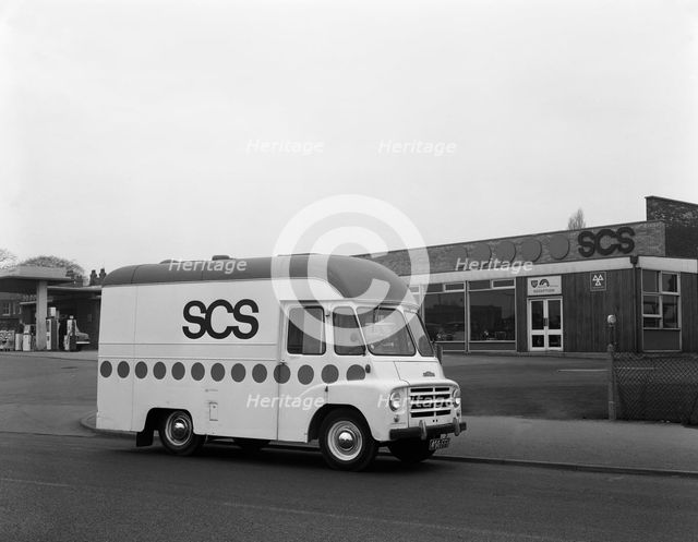 Early 1960s Austin LD high top van (mobile Shop), Scunthorpe, Lincolnshire, 1965. Creator: Michael Walters.