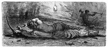Early 19th century coal miner working a narrow seam, c1868. Creator: Anon