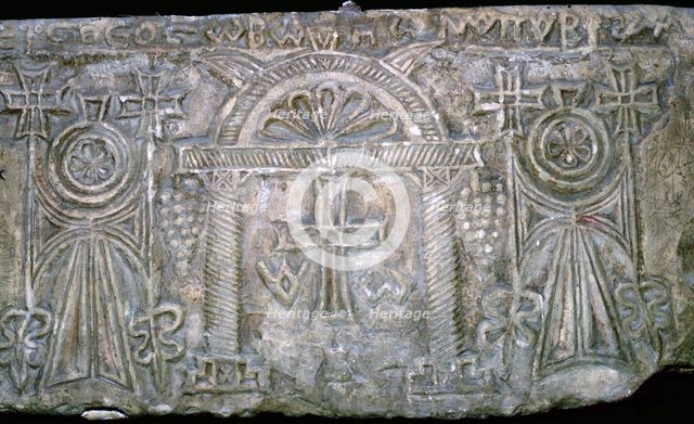 Early Coptic funeral slab with Greek script, 3rd-4th century. Artist: Unknown