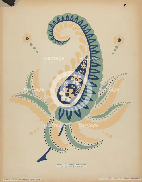 Early Californian Skirt from the portfolio "Decorative Art...", 1935/1942. Creator: Unknown.