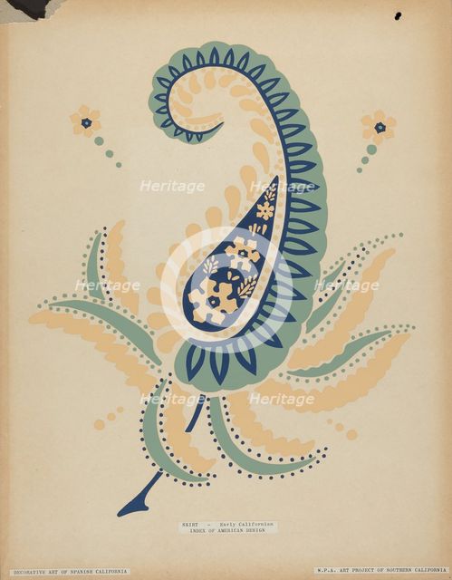 Early Californian Skirt from the portfolio "Decorative Art...", 1935/1942. Creator: Unknown.