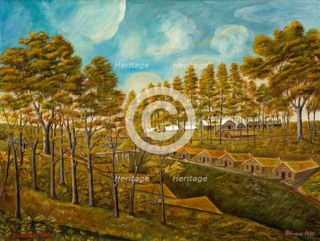 Early Camp Dugouts, c. 1939. Creator: Stanley Mazur.