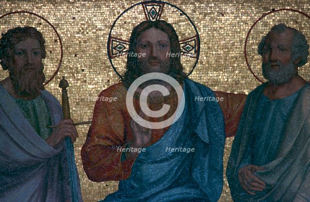 Early Christian mosaic of Christ with the Saints Paul and Peter, 1st century. Artist: Unknown
