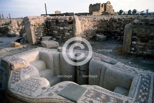 Early Christian Baptismal Bath at Roman forum of Sufetula, Sbeitla, Tunisia, c20th century. Artist: Unknown.