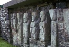 Early Christian figures showing the influence of pagan Celtic carvings, 6th century