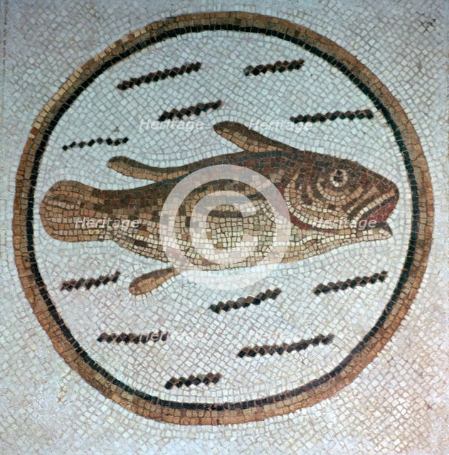 Early Christian fish mosaic, 4th century. Artist: Unknown