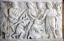 Early Christian Sarcophagus of Christ healing the sick, 4th century