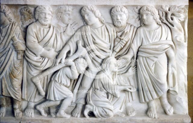 Early Christian Sarcophagus of Christ healing the sick, 4th century Artist: Unknown.